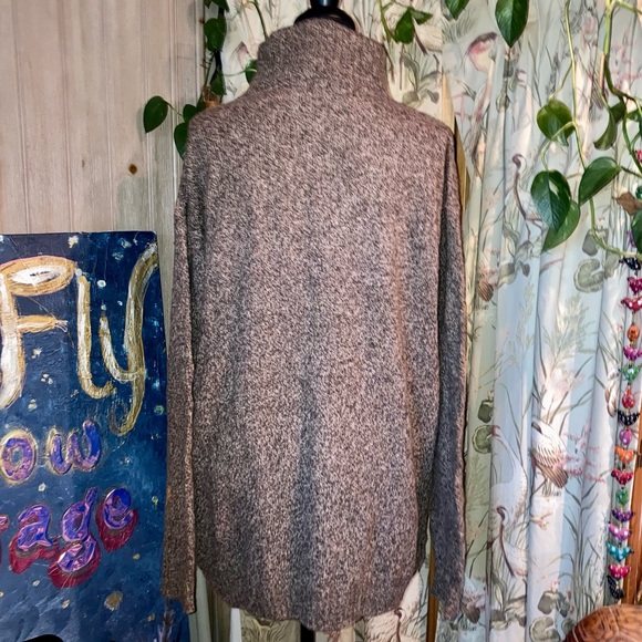 Vintage 90s Wool Zipper Turtleneck Brown Heathered Knit by Woolworths XL Unisex - Picture 4 of 8